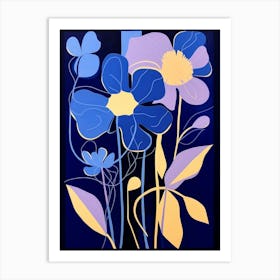 Blue Flower Illustration Daffodil 2 Art Print