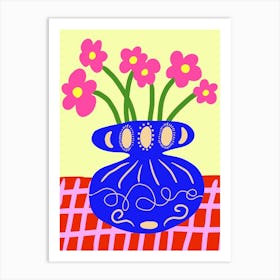 Pink Flower Vase Bohemian Art Print