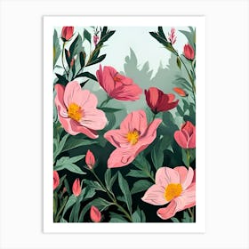 Pink Flowers Background Art Print