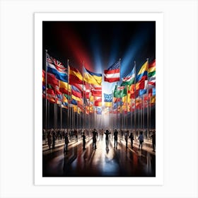 A Monumental Assembly Of Global Country Flags Arranged In A Harmonious Panorama Of Unity And Divers (6) Art Print