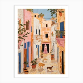 Hammamet Tunisia 3 Vintage Pink Travel Illustration Art Print