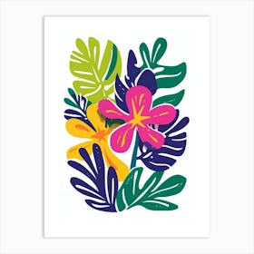 Tropical Leaves And Flowers Art Print