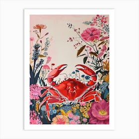 Floral Animal Painting Crab 1 Art Print