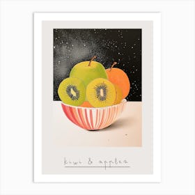 Art Deco Kiwi & Apples Poster Art Print