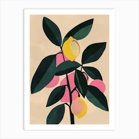 Lemon Tree Colourful Illustration 1 Art Print