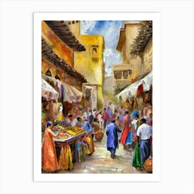 The Hustle And Bustle Of A Moroccan Bazaar Art Print