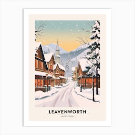 Vintage Winter Travel Poster Leavenworth Washington 3 Art Print