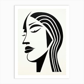 Geometric Block Colour Face Portrait Black & White 2 Art Print