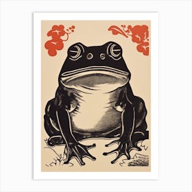 Frog Matsumoto Hoji Inspired Japanese Neutrals And Red 4 Art Print
