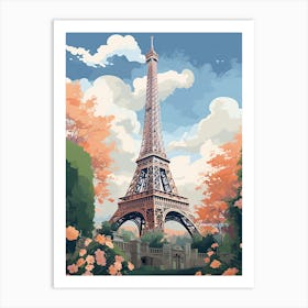 Eiffel Tower   Paris, France   Cute Botanical Illustration Travel 0 Art Print