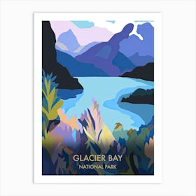 Glacier Bay National Park Travel Poster Matisse Style 2 Art Print