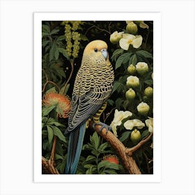 Dark And Moody Botanical Budgerigar 3 Art Print