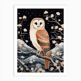 Winter Bird Painting Barn Owl 4 Art Print