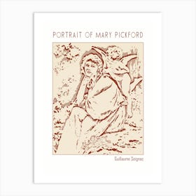 Line Art Minimalist – Portrait Of Mary Pickford – Guillaume Seignac – Classic Painting 1 Art Print