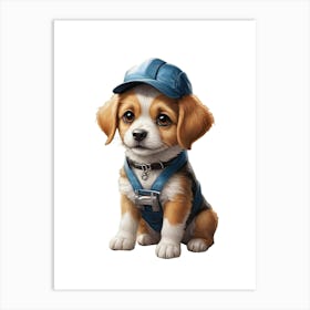 Cute Beagle Puppy Mechanic Art Print