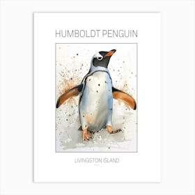 Humboldt Penguin Livingston Island Watercolour Painting 4 Poster Art Print