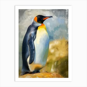 King Penguin Bleaker Island Colour Block Painting 4 Art Print