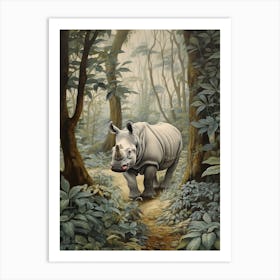 Rhino Exploring The Forest 2 Art Print