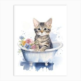 Egyptian Mau Cat In Bathtub Bathroom 2 Art Print