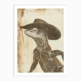 Cowboy Lizard Block Print Art Print