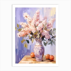 Lilac Flower And Peaches Still Life Painting 3 Dreamy Art Print