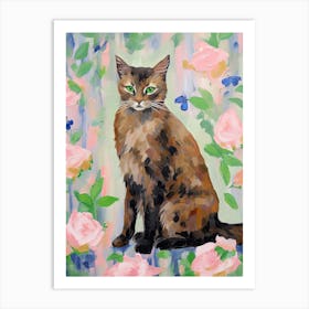 A Somali Cat Painting, Impressionist Painting 1 Art Print