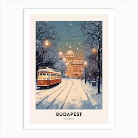 Winter Night  Travel Poster Budapest Hungary 2 Art Print