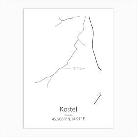 Kostel,Slovenia Minimalist Map Art Print