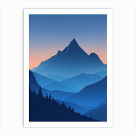 Misty Mountains Vertical Composition In Blue Tone 56 Art Print