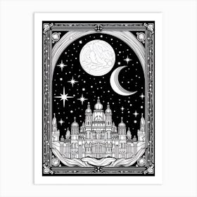 Copenhagen, Denmark, Tarot Card Travel  Line Art 2 Art Print