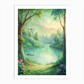 Swing In The Forest Art Print