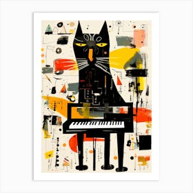 Cat Playing Piano Art Print