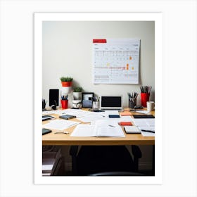 An Office Desk Laden With A Plethora Of Items Signifying A Chronically Busy Future Including Numerou (3) Art Print