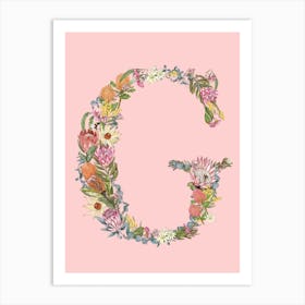 G Pink Alphabet Letter Art Print