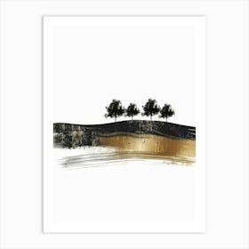 Three Trees On A Hill Art Print