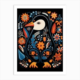 Folk Bird Illustration Penguin 2 Art Print