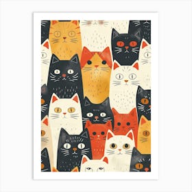 Repeatable Artwork With Cute Cat Faces 19 Art Print