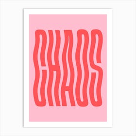 Chaos wavy text (Pink & Red tone) Art Print