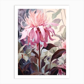 Floral Illustration Bee Balm 2 Art Print