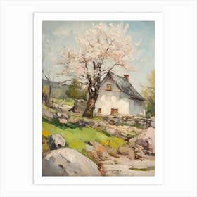 Small Cottage Countryside Farmhouse Painting With Trees 2 Art Print