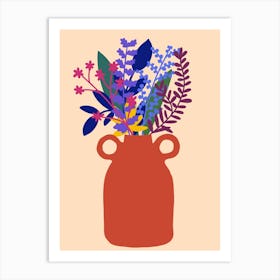 Pop red colorful Vase Of Flowers Art Print