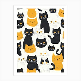 Repeatable Artwork With Cute Cat Faces 4 Art Print