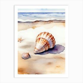 Seashell on the beach, watercolor painting 11 Art Print