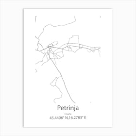 Petrinja,Croatia Minimalist Map Art Print