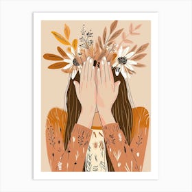 Girl With Flower Crown Art Print