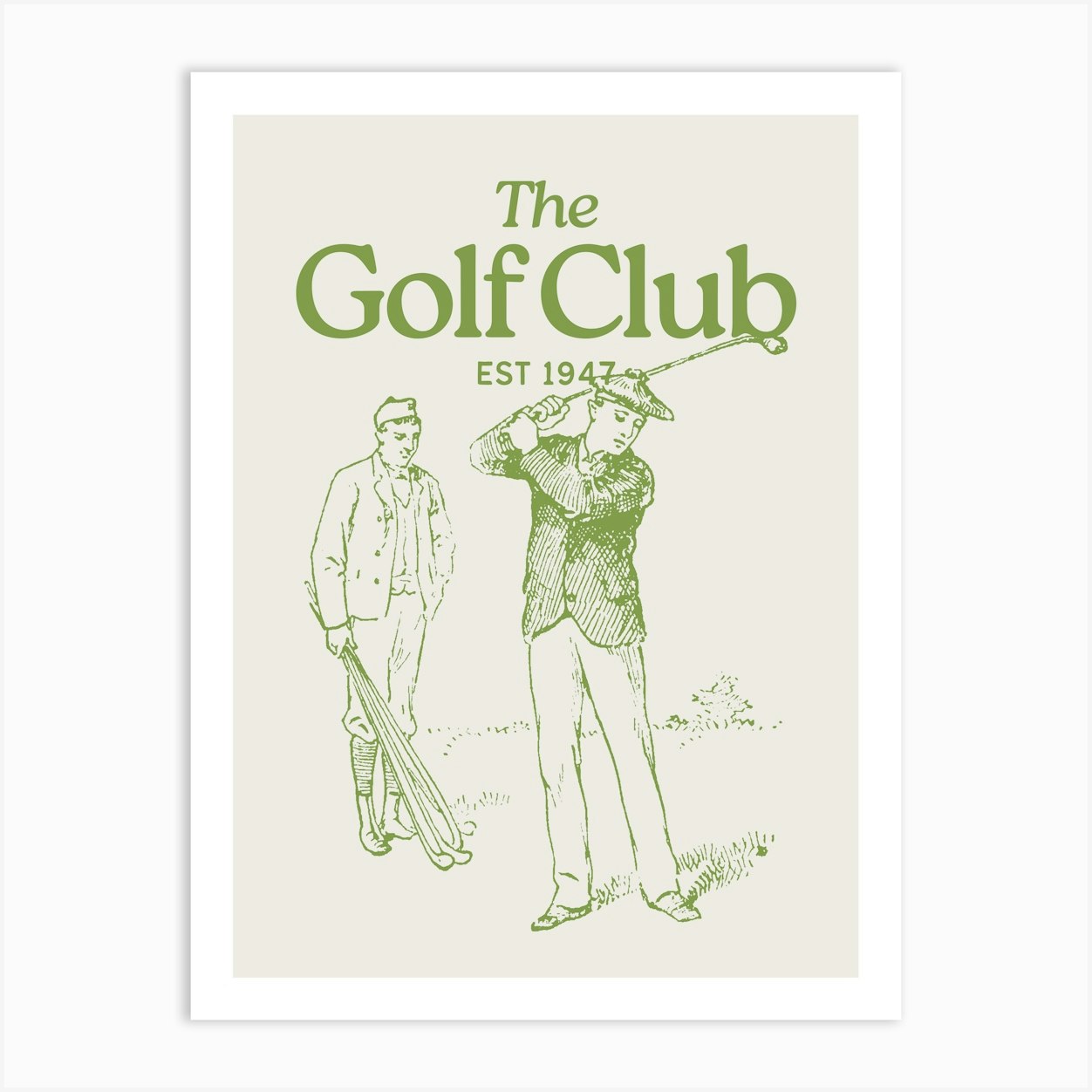 The Golf Club Print | Vintage Retro Decor | Golf Lover Prints | Sporty Athletic Wall Art | Beige + Green Earth Tone Decor | Sports Club Prints 3 Art