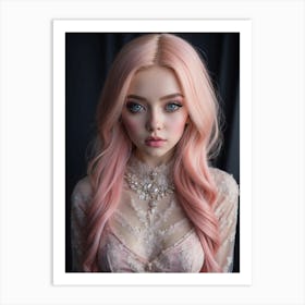 Girl With Pink Hair 1 Art Print