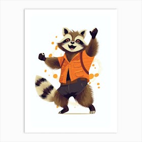 Raccoon Dancing Illustration  Art Print