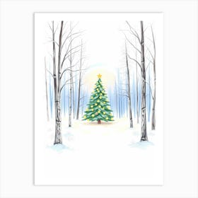 Christmas Tree In The Snow Art Print