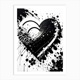 Black And White Heart 7 Art Print